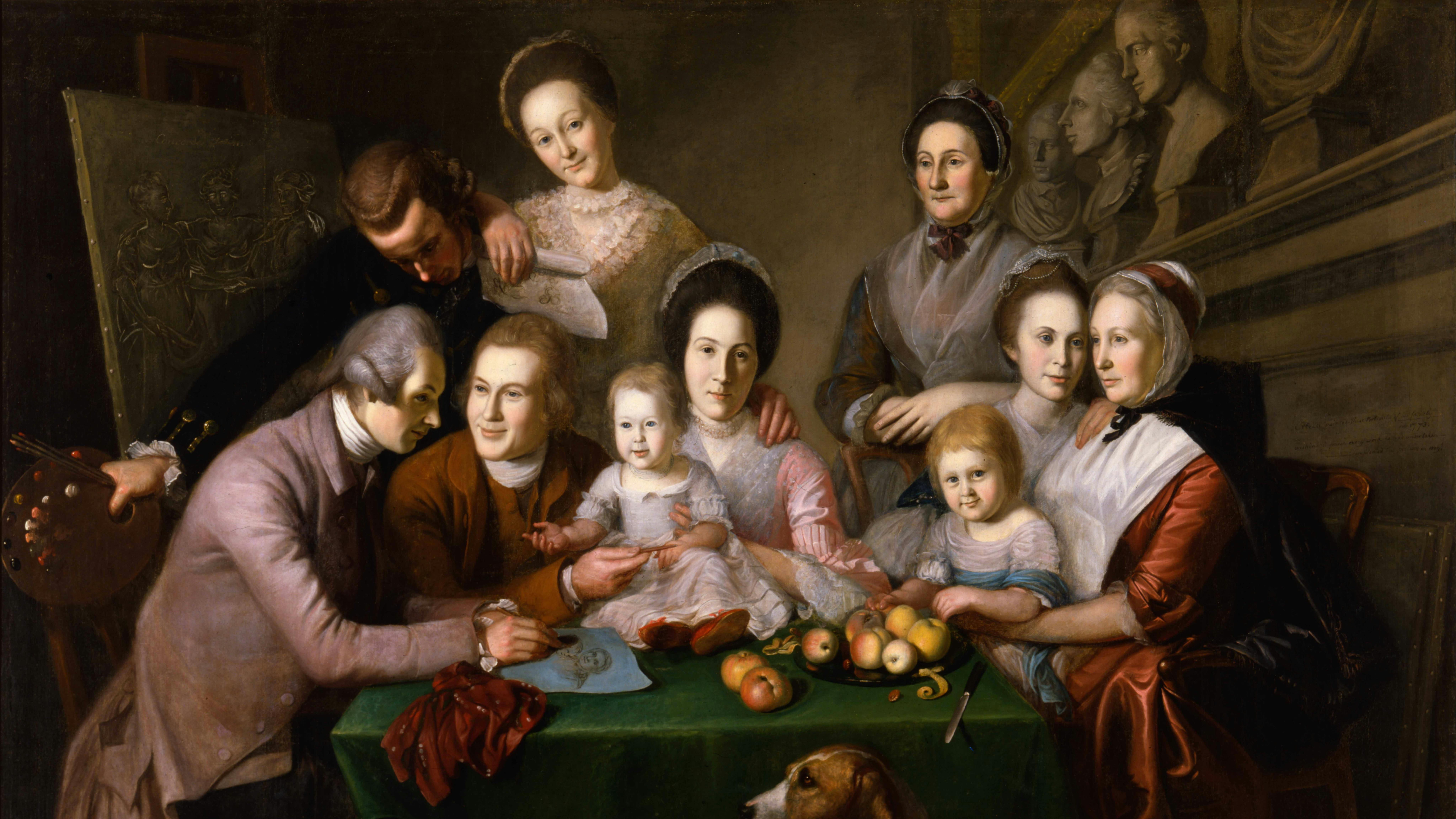 Painting of The Peale Family by Charles Willson Peale.