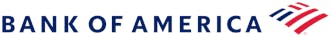 This logo shows the words Bank of American in dark blue with an American flag emblem to the right of it.