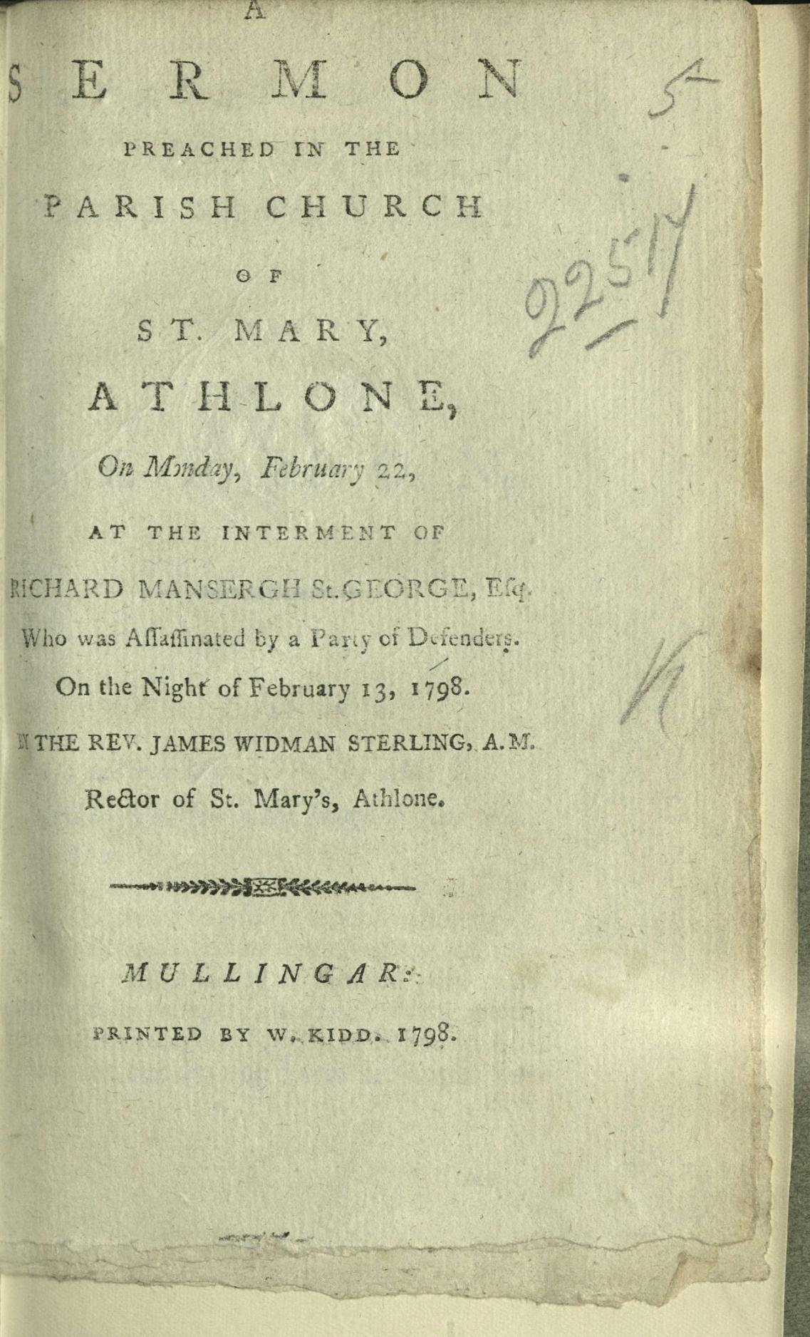 “A Sermon Preached in the Parish Church of St. Mary, Athlone”
