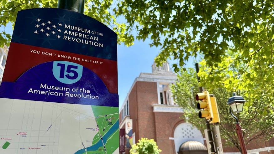 The Phlash bus stop outside the Museum of the American Revolution