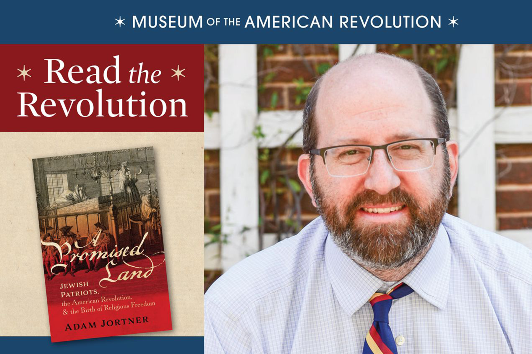 The cover of the book "A Promised Land" next to a photo of a white man with a beard and glasses with the header Read the Revolution