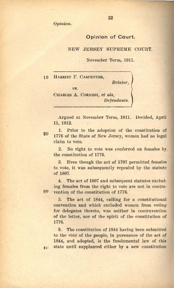 Text from Carpenter vs. Cornish case, 1912.
