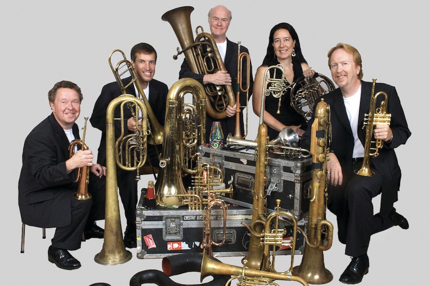 Chestnut Brass Company five members with several different brass instruments