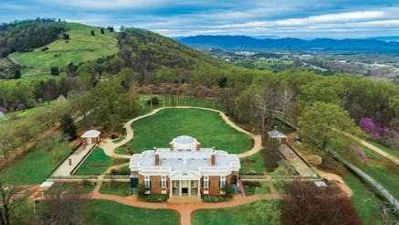 An aerial view of Jefferson's Monticello estate