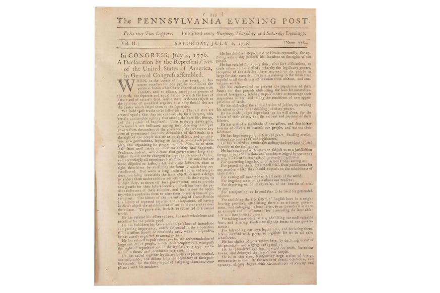 Image 092320 16x9 First Newspaper Printing Declaration Independence Collection Firstnewspaperprinting