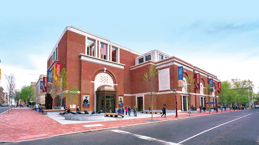 An image of the exterior of the Museum of the American Revolution building