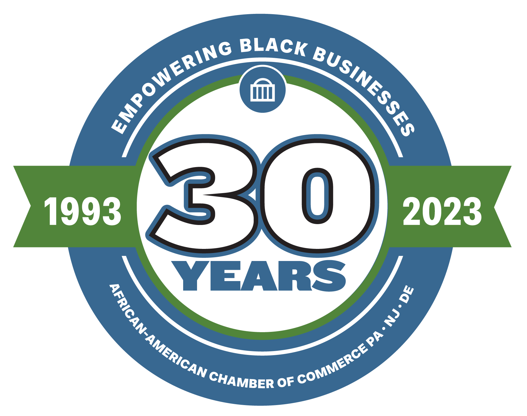 Commemorative 30 years logo for the  African American Chamber Of Commerce of greater Philadelphia
