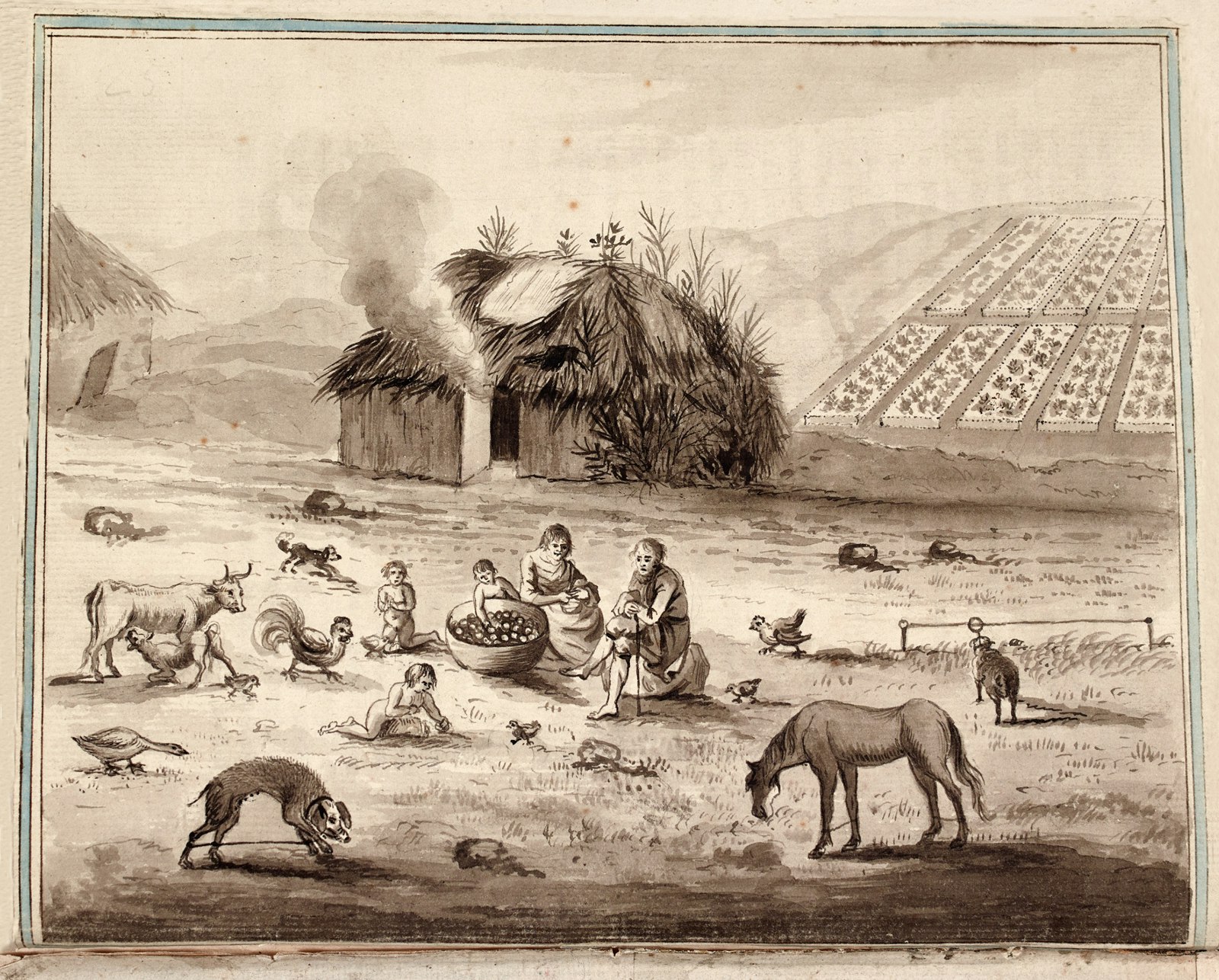 Irish Cabin with Livestock