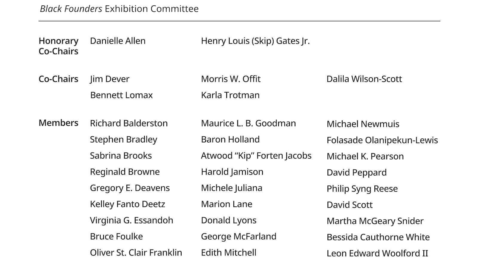 Black Founders Exhibit Committee Lockup