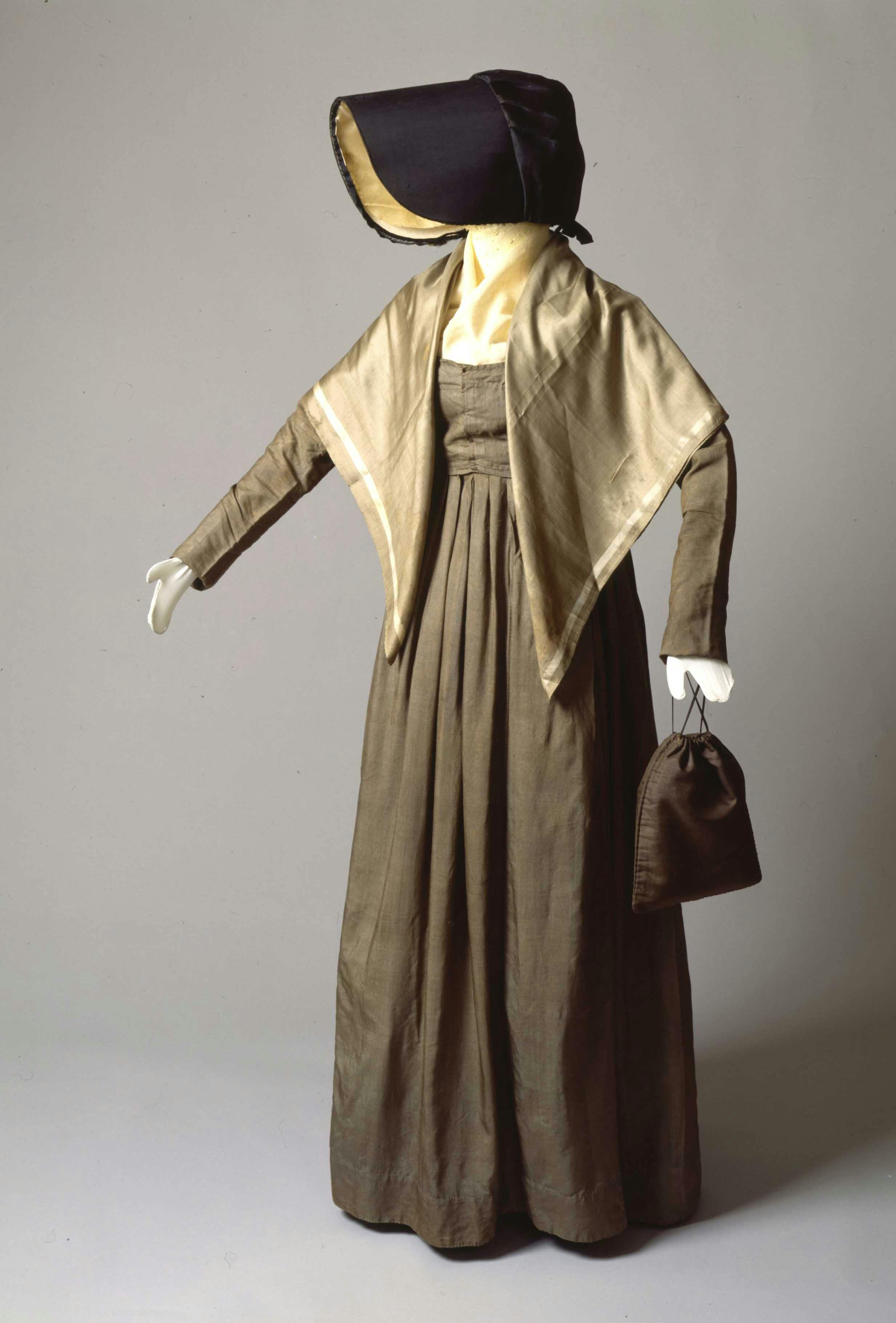 Photo of a Quaker work dress ensemble.