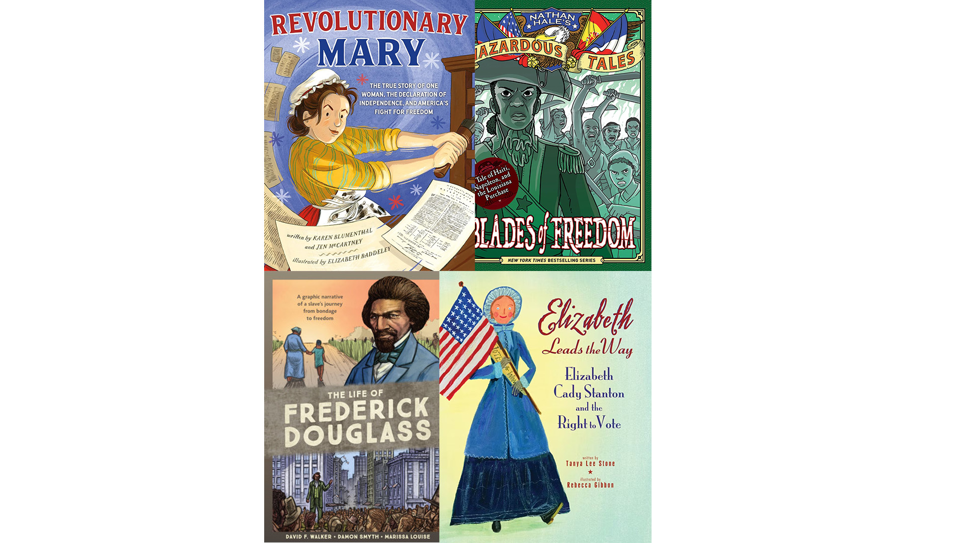 The covers of four books on the reading list
