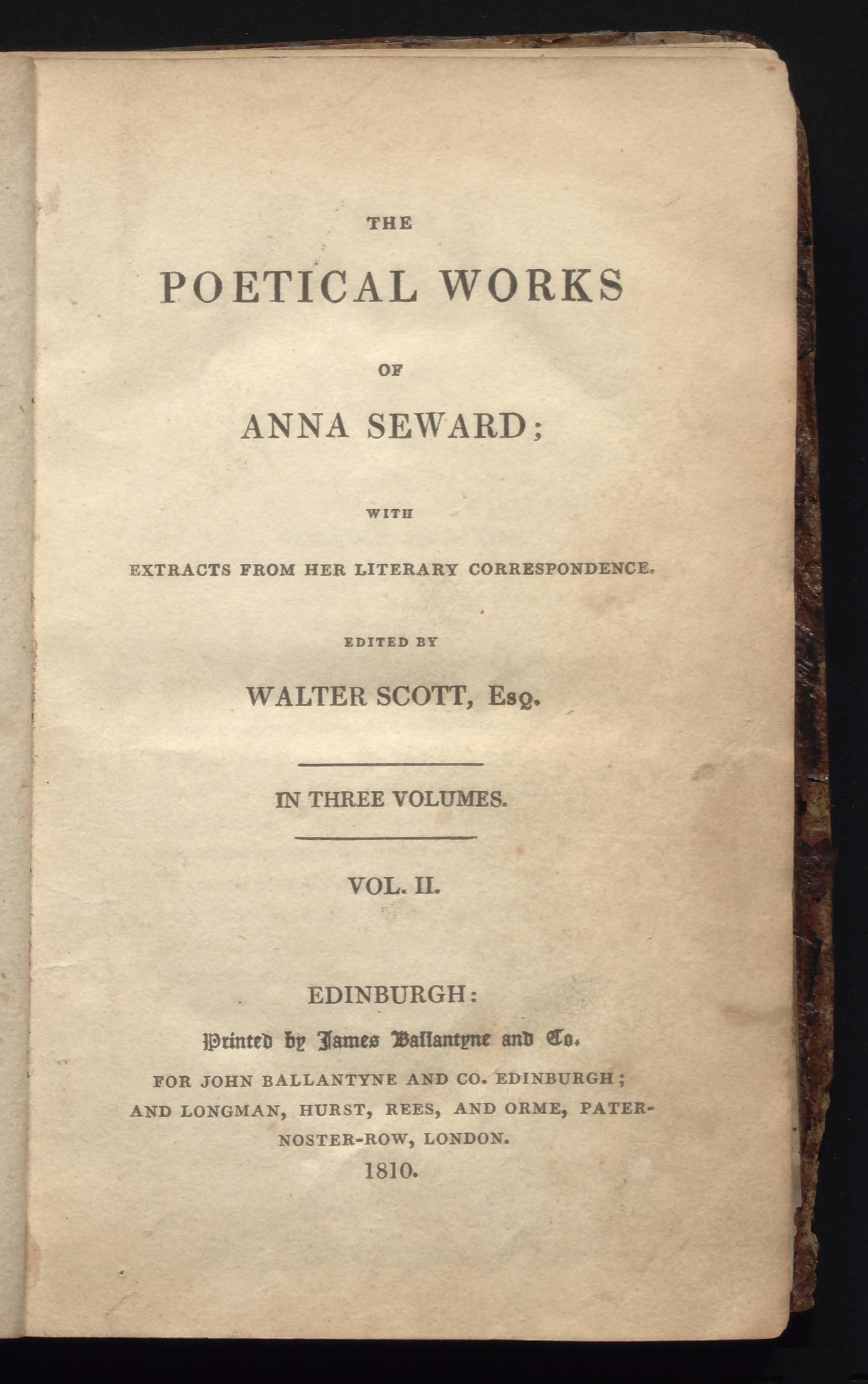 “Epistle to Colonel St. George” in The poetical works of Anna Seward; with extracts from her literary correspondence, Vol. II