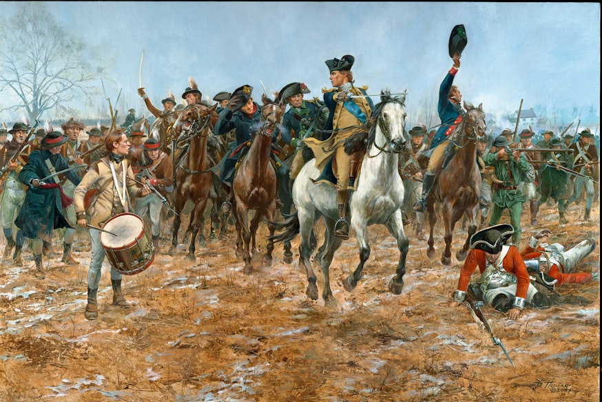 A painting of Washington at the Battle of Princeton, 1777
