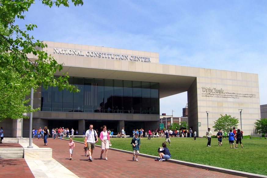 National Consitution Center building on Independence Mall.