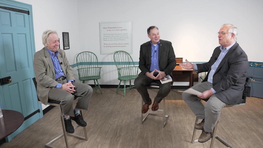 left to right, sitting on stools: David O Stewart, R. Scott Stephenson, Talmage Boston