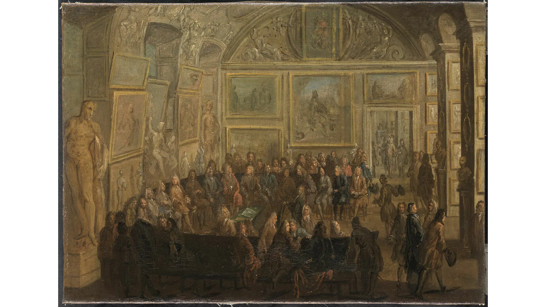 A Meeting of the Royal Academy of Painting and Sculpture at the Louvre painted by Jean-Baptiste Martin