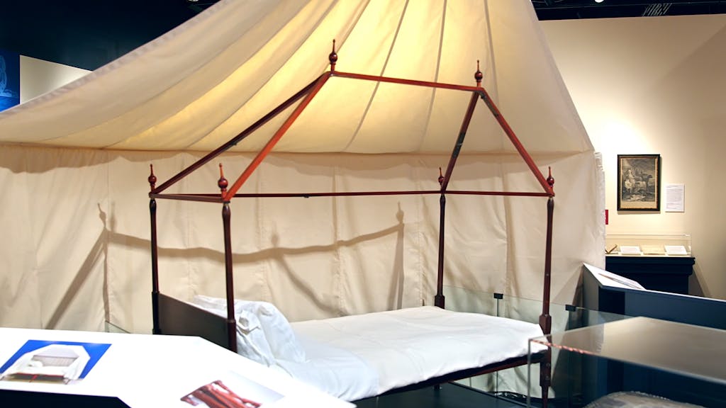 Cover image of Washington's camp bed for the homepage video loop of Witness exhibit.