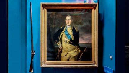 Painting of Washington with a sash