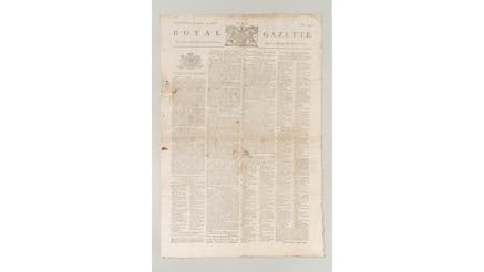 A January 1778 copy of the Royal Gazette newspaper containing the complete text of the Articles of Confederation.