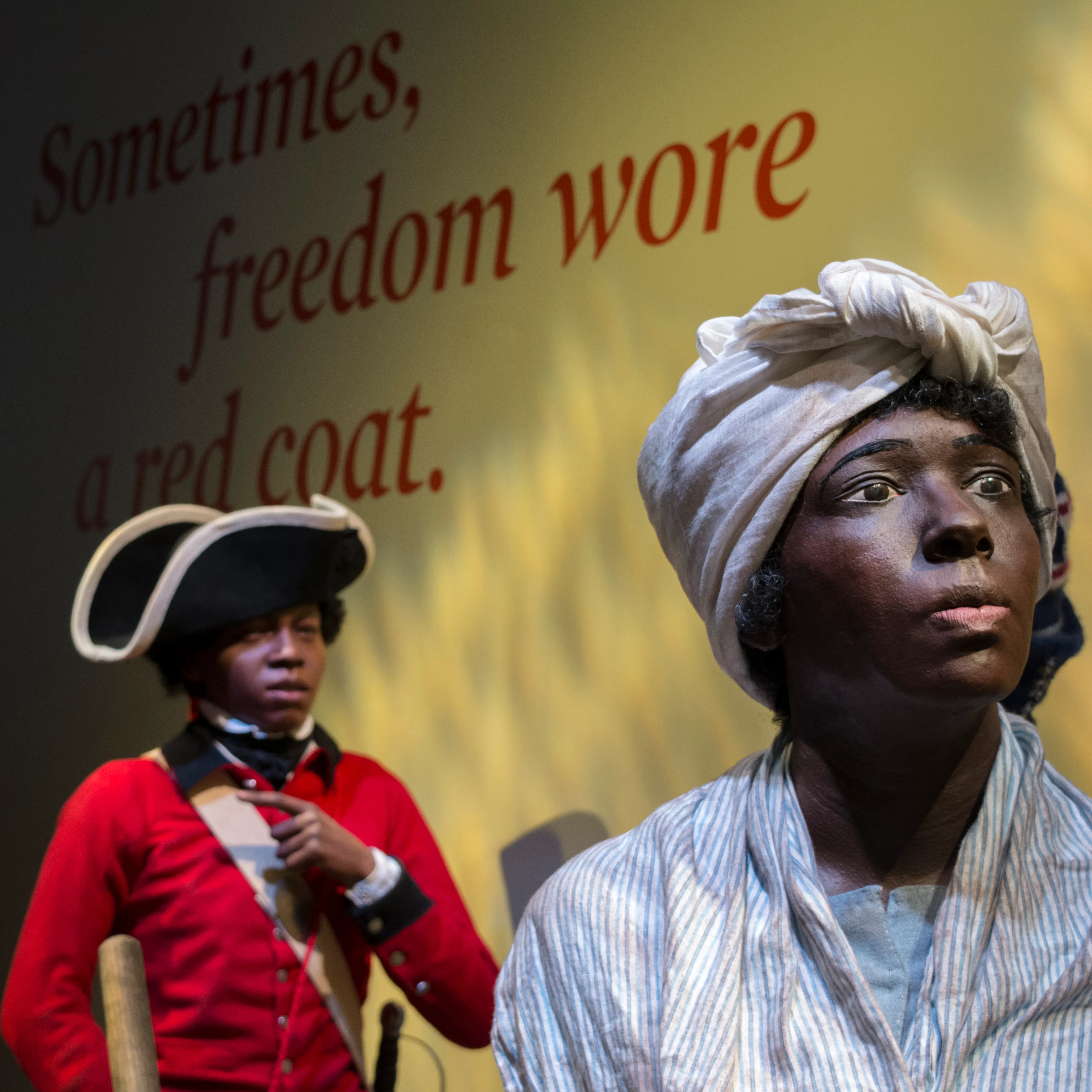 The Deborah and London Tableau figure at the Finding Freedom interactive in the galleries.