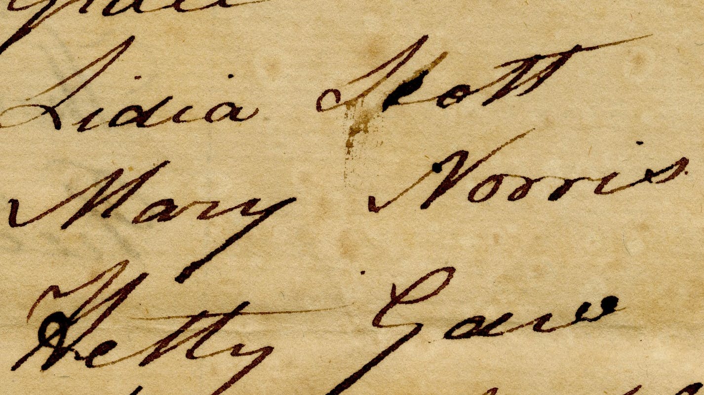 Photo of Mary Norris's name listed on 1801 Montgomery Township poll list