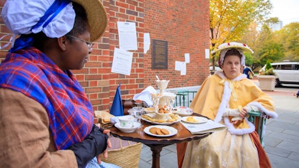 Occupied Philadelphia Tea with two costumed living history interpreters