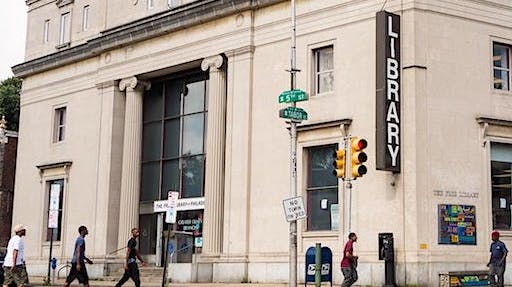The facade of the Greater Olney branch of the Philadelphia Free Library system.