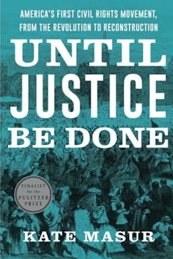Until Justice Be Done by Kate Masur teal book cover with white text.
