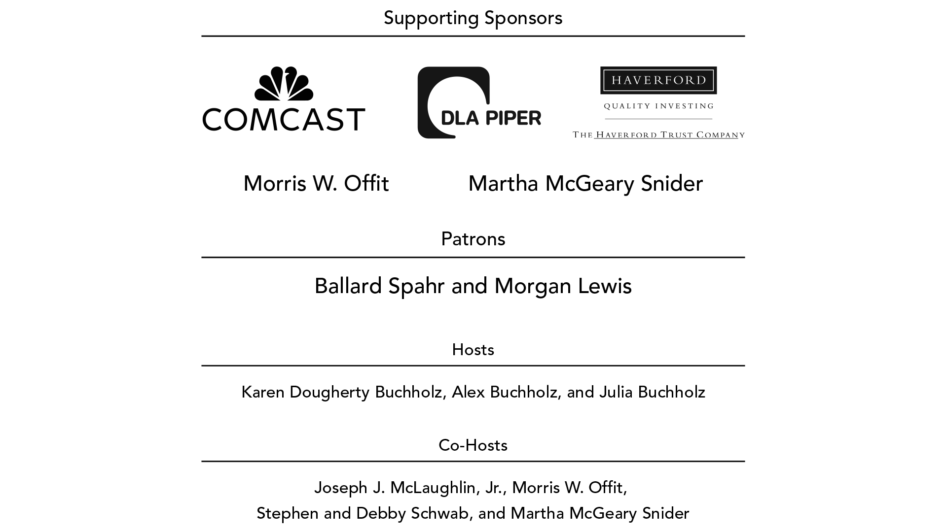 Sponsors for the 2026 Buchholz Lecture